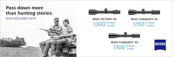 ZEISS 2018 Field Days Promotion - All Models of ZEISS V Series Riflescopes 99a1734f-6373-4511-9381-d89553f74d81_600x200