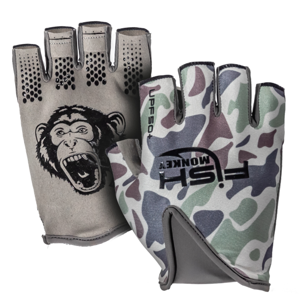 Fish Monkey Free Style Custom Fit Glove Grey Water Camo Large